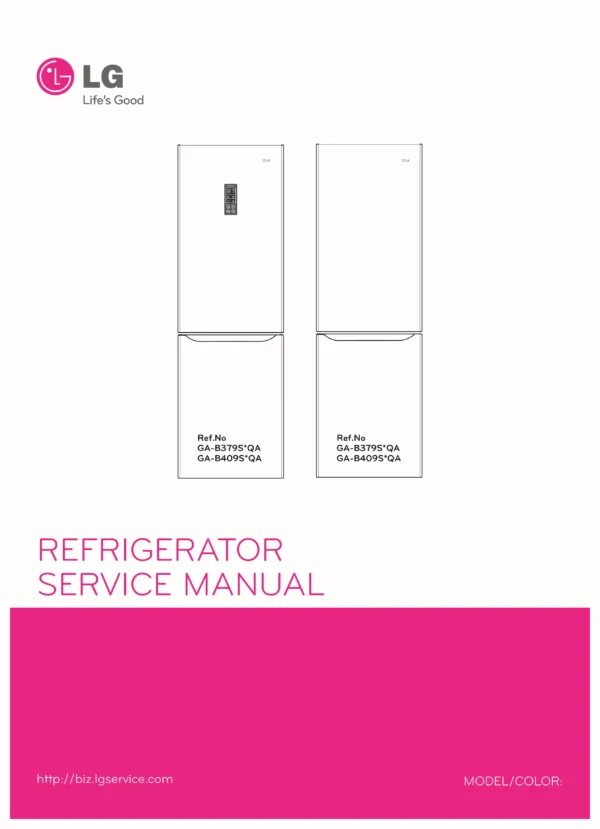 LG GA-B409SAQA Refrigerator Service Manual (PDF Download)