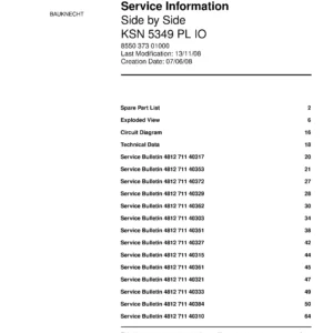 Bauknecht ksn 5349 pl io service manual cover with model code, manual contents and publication date