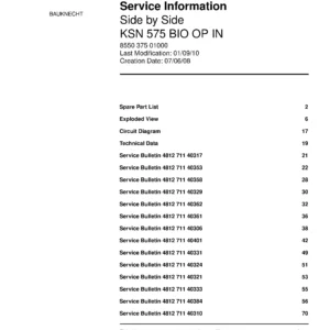 Bauknecht ksn 575 bio op in service manual cover with model code, manual contents and publication date
