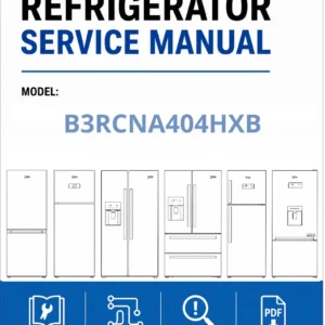 Beko b3rcna404hxb service manual cover cover with model code number, line draw refrigerators and manual contents