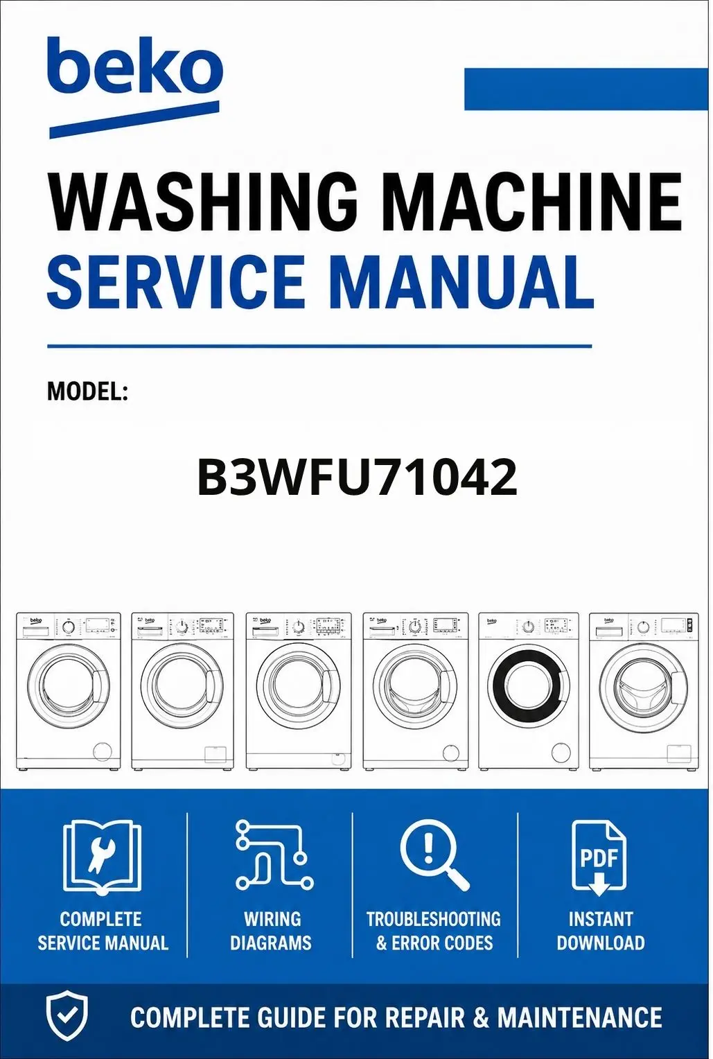 Beko b3wfu71042 service manual cover Beko logo, model code, manual contents and line draw examples of freezer types
