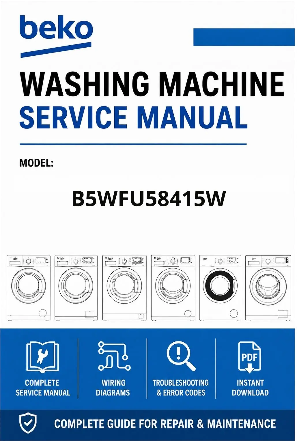 Beko b5wfu58415w service manual cover Beko logo, model code, manual contents and line draw examples of freezer types