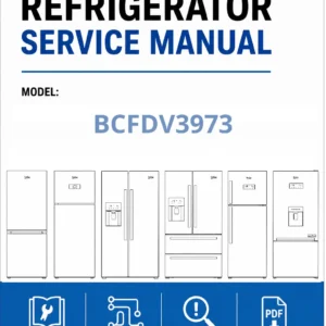 Beko bcfdv3973 service manual cover cover with model code number, line draw refrigerators and manual contents