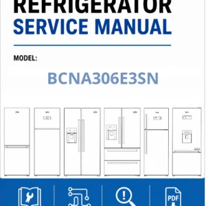 Beko bcna306e3sn service manual cover cover with model code number, line draw refrigerators and manual contents