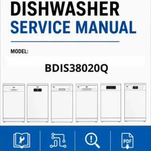 Beko bdis38020q service manual cover.jpg dishwasher service manual with pictures of a selection of Beko dishwashers types, model code, manual contents and text Complete guide for repair and maintenance