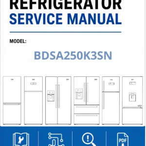 Beko bdsa250k3sn service manual cover cover with model code number, line draw refrigerators and manual contents