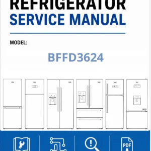Beko bffd3624 service manual cover cover with model code number, line draw refrigerators and manual contents