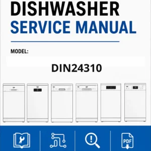 Beko din24310 service manual cover.jpg dishwasher service manual with pictures of a selection of Beko dishwashers types, model code, manual contents and text Complete guide for repair and maintenance