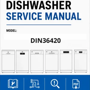 Beko din36420 service manual cover.jpg dishwasher service manual with pictures of a selection of Beko dishwashers types, model code, manual contents and text Complete guide for repair and maintenance