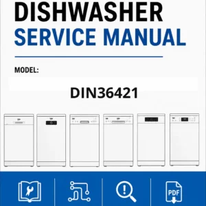 Beko din36421 service manual cover.jpg dishwasher service manual with pictures of a selection of Beko dishwashers types, model code, manual contents and text Complete guide for repair and maintenance