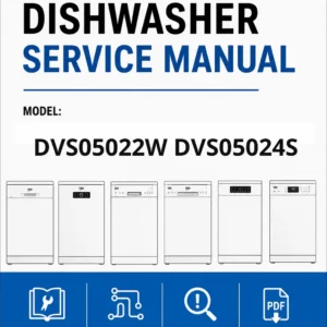 Beko dvs05022w dvs05024s service manual cover.jpg dishwasher service manual with pictures of a selection of Beko dishwashers types, model code, manual contents and text Complete guide for repair and maintenance
