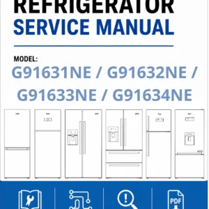 Beko g91631ne g91632ne g91633ne g91634ne service manual cover cover with model code number, line draw refrigerators and manual contents