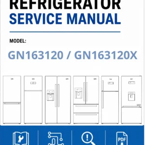 Beko gn163120 gn163120x service manual cover cover with model code number, line draw refrigerators and manual contents