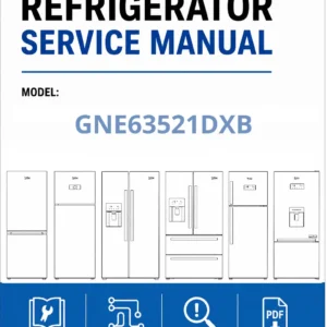 Beko gne63521dxb side by side service manual cover cover with model code number, line draw refrigerators and manual contents