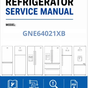 Beko gne64021xb side by side service manual cover cover with model code number, line draw refrigerators and manual contents