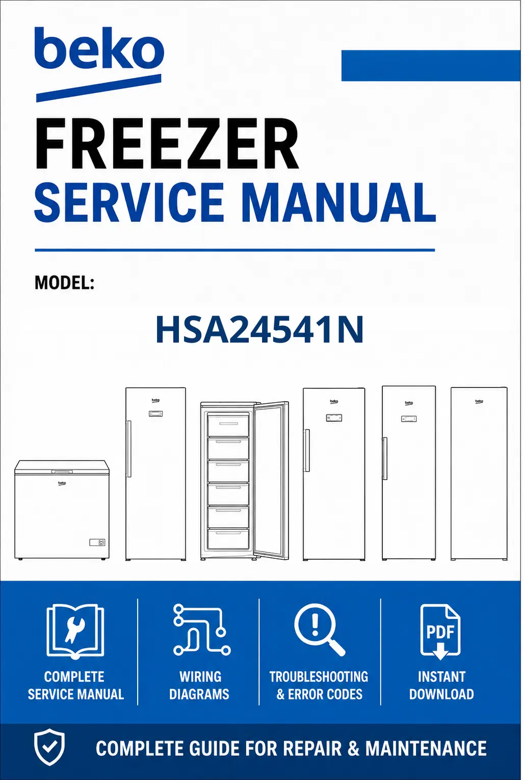 Beko hsa24541n service manual cover cover with model code number, line draw refrigerators and manual contents