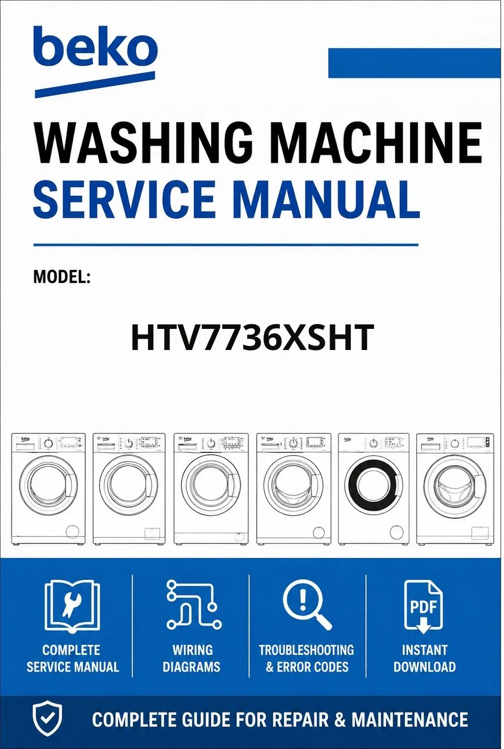Beko htv7736xsht service manual cover Beko logo, model code, manual contents and line draw examples of freezer types
