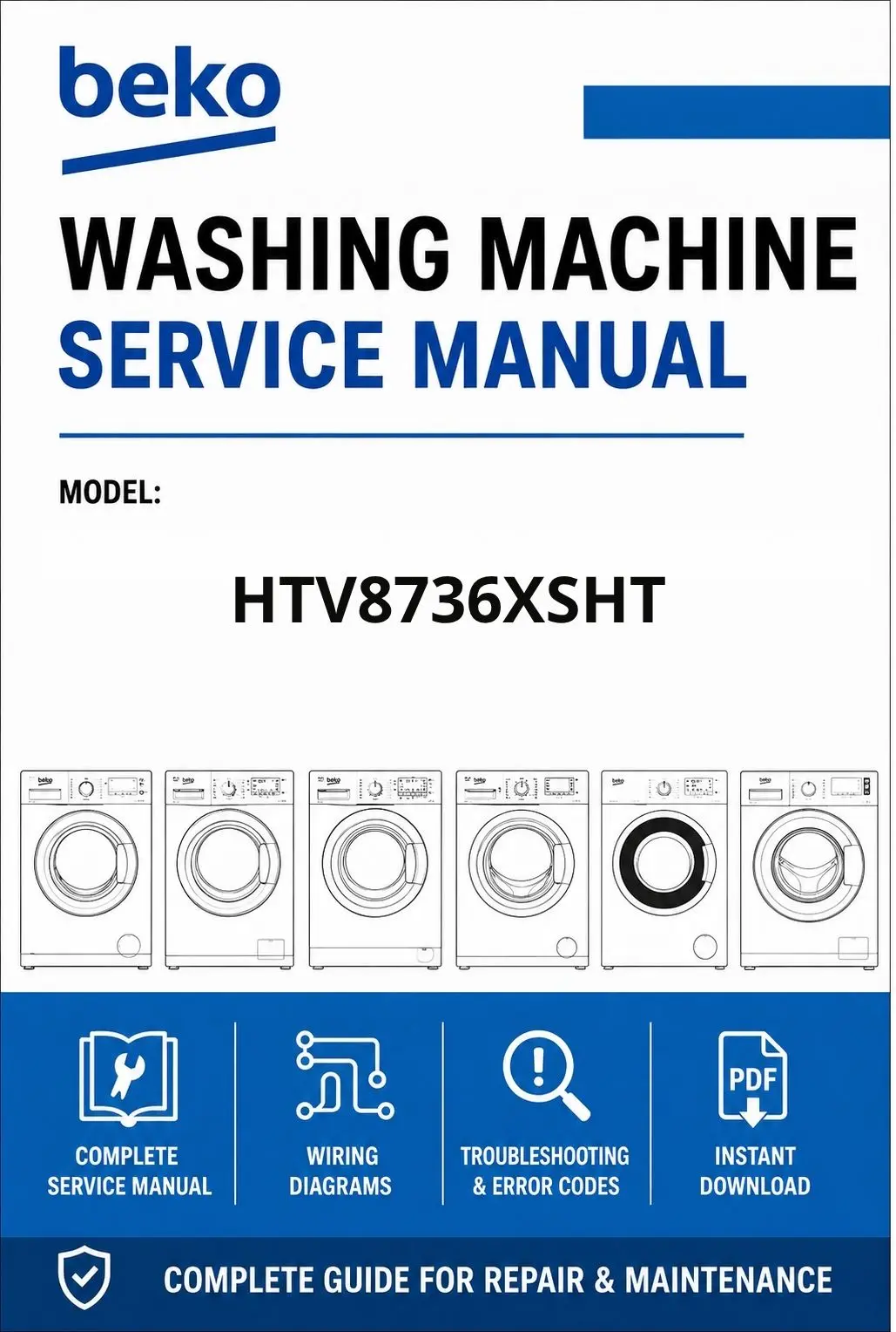 Beko htv8736xsht service manual cover Beko logo, model code, manual contents and line draw examples of freezer types