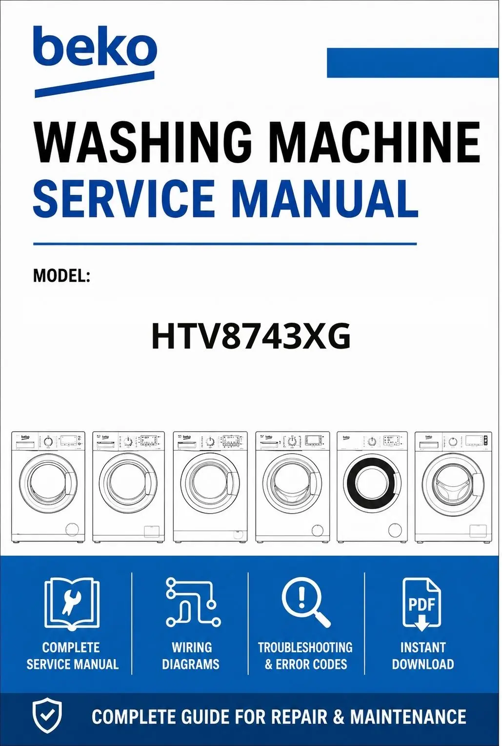 Beko htv8743xg service manual cover Beko logo, model code, manual contents and line draw examples of freezer types