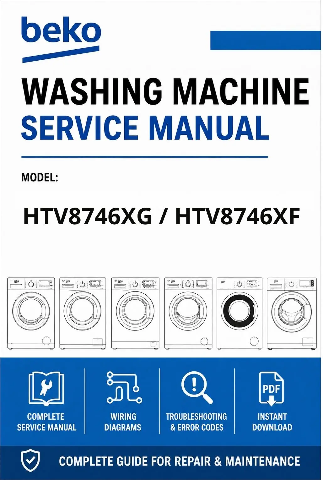 Beko htv8746xg htv8746xf service manual cover Beko logo, model code, manual contents and line draw examples of freezer types