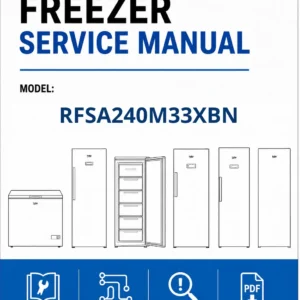 Beko rfsa240m33xbn service manual cover Beko logo, model code, manual contents and line draw examples of freezer types