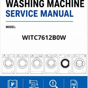 Beko witc7612b0w service manual cover Beko logo, model code, manual contents and line draw examples of freezer types