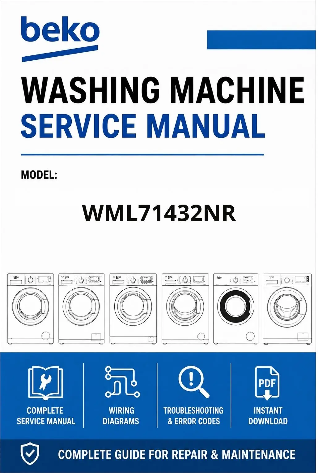 Beko wml71432nr service manual cover Beko logo, model code, manual contents and line draw examples of freezer types