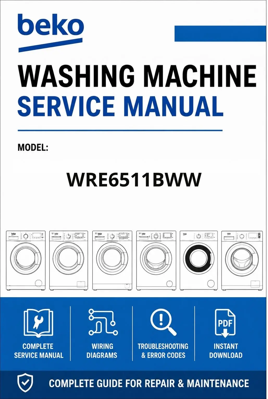 Beko wre6511bww service manual cover Beko logo, model code, manual contents and line draw examples of freezer types