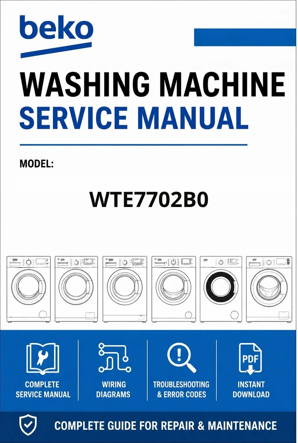 Beko wte7702b0 service manual cover Beko logo, model code, manual contents and line draw examples of freezer types
