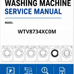 Beko wtv8734xc0m service manual cover Beko logo, model code, manual contents and line draw examples of freezer types