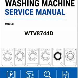 Beko wtv8744d service manual cover Beko logo, model code, manual contents and line draw examples of freezer types