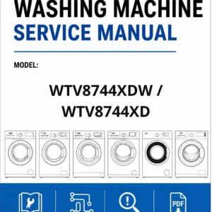 Beko wtv8744xdw wtv8744xd service manual cover Beko logo, model code, manual contents and line draw examples of freezer types