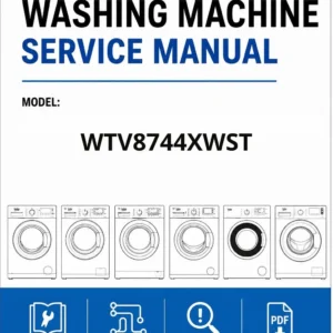 Beko wtv8744xwst service manual cover Beko logo, model code, manual contents and line draw examples of freezer types