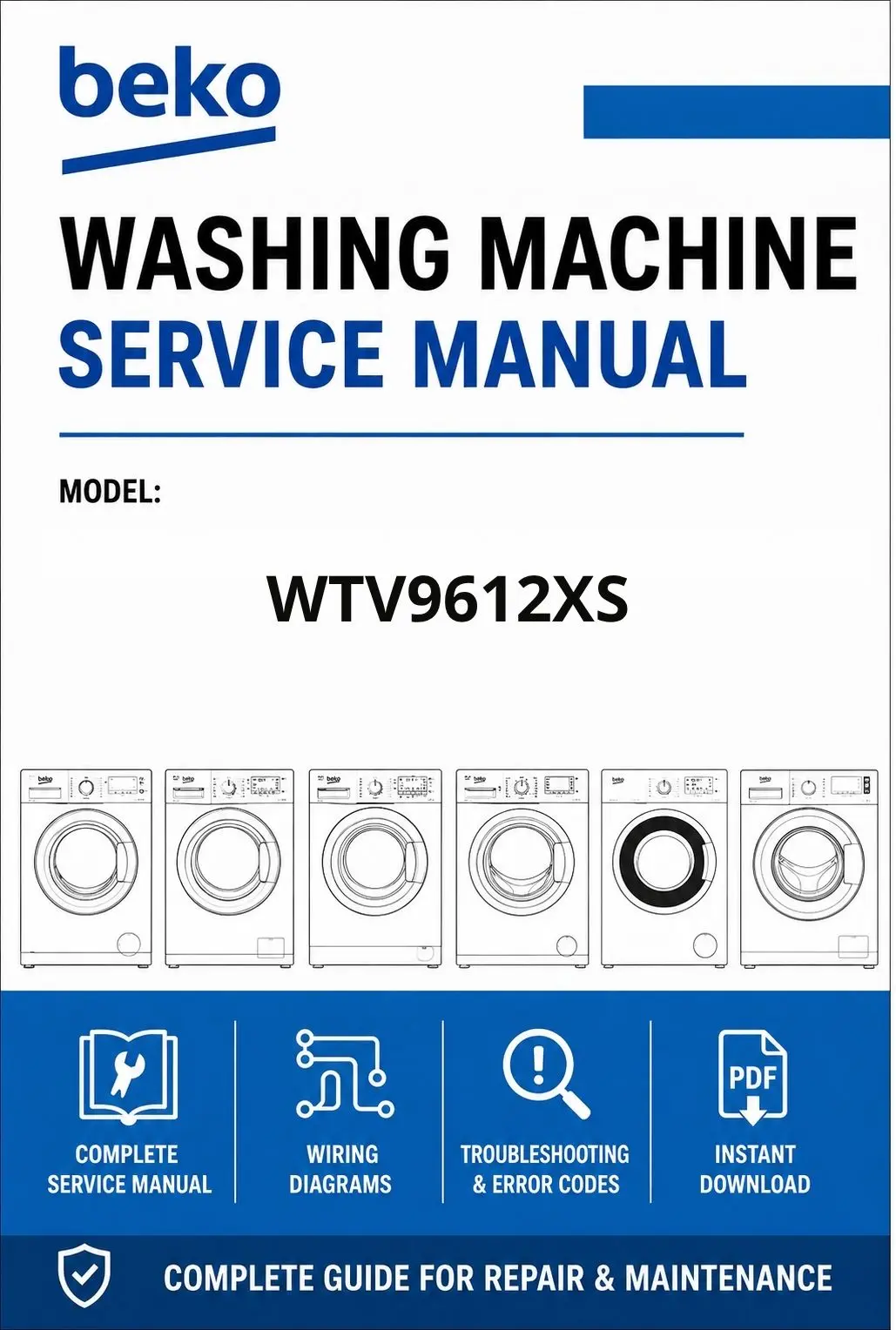 Beko wtv9612xs service manual cover Beko logo, model code, manual contents and line draw examples of freezer types