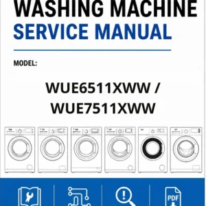 Beko wue6511xww wue7511xww service manual cover Beko logo, model code, manual contents and line draw examples of freezer types
