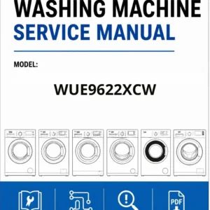 Beko wue9622xcw service manual cover Beko logo, model code, manual contents and line draw examples of freezer types