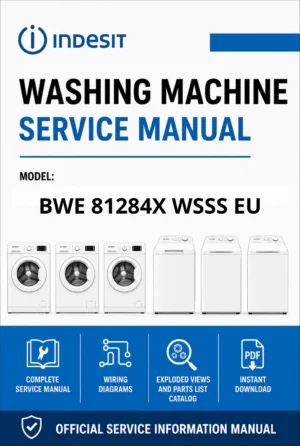 Indesit bwe 81284x wsss eu service manual cover from Whirlpool emea customer services with model code, manual creation date, manual contents,