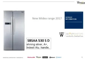 Indesit sbsaa 530 s d service manual cover with model code number, manual contents and publication date