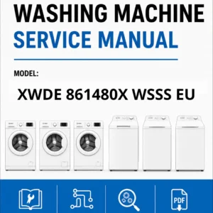 Indesit xwde 861480x wsss eu service manual cover from Whirlpool emea customer services with model code, manual creation date, manual contents,