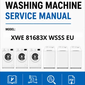 Indesit xwe 81683x wsss eu service manual cover from Whirlpool emea customer services with model code, manual creation date, manual contents,