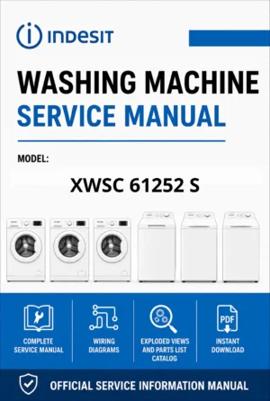 Indesit xwsc 61252 s service manual cover from Whirlpool emea customer services with model code, manual creation date, manual contents,