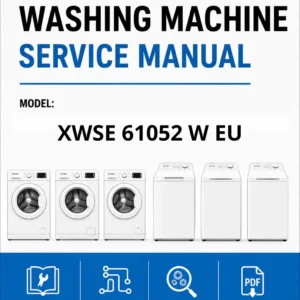 Indesit xwse 61052 w eu service manual cover from Whirlpool emea customer services with model code, manual creation date, manual contents,