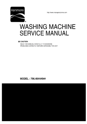 Kenmore 40441 service manual cover from Whirlpool emea customer services with model code, manual creation date, manual contents,
