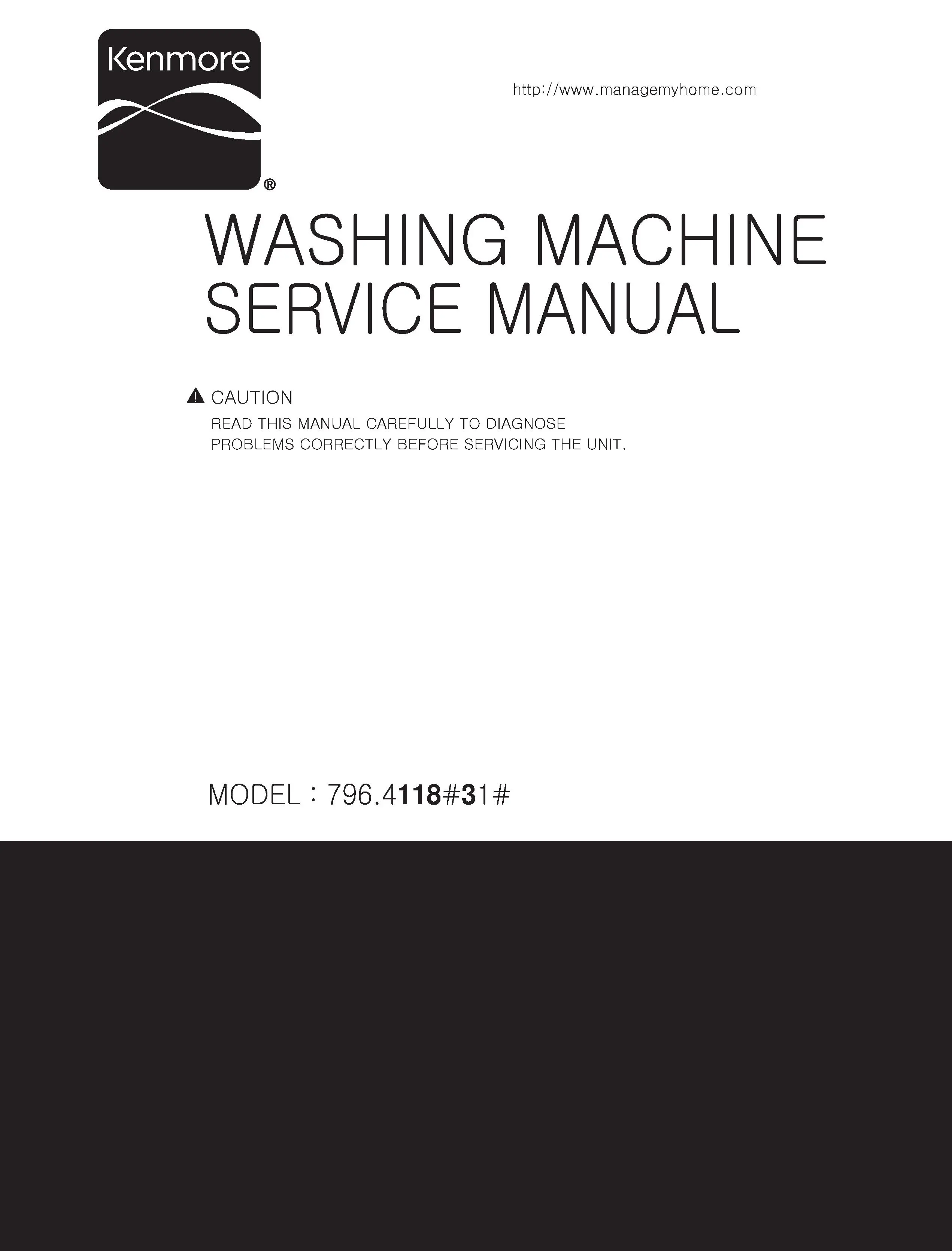 Kenmore 41182 service manual cover from Whirlpool emea customer services with model code, manual creation date, manual contents,