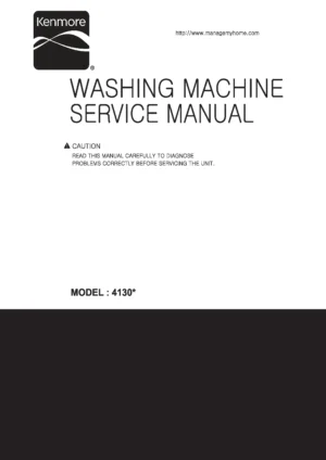 Kenmore 41302 41303 service manual cover from Whirlpool emea customer services with model code, manual creation date, manual contents,