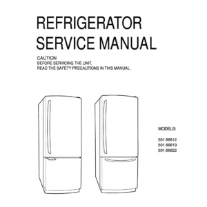 Kenmore 501 66612 66619 66622 service manual cover with model code and showing a line drawing of the refrigerator