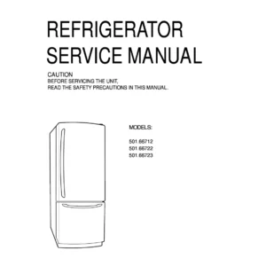Kenmore 501 66712 66722 66723 service manual cover with model code and showing a line drawing of the refrigerator
