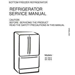 Kenmore 501 78312 78319 service manual cover with model code and showing a line drawing of the refrigerator