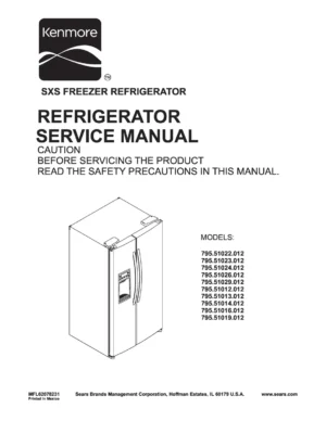 Kenmore 795 51012 51013 51014 51016 51019 012 models service manual