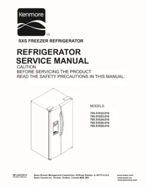 Kenmore 795 51032 51033 51034 51036 51039 010 models service manual